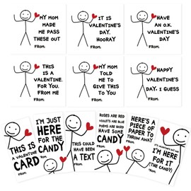 ICOOLYI ICOOLYI Funny Kids Valentines Day Cards, Humorous Stick Figure Designs, DIY Cut-Outs with Blank Back for Messages C Perfect for School Exchanges, Parties, and Friends