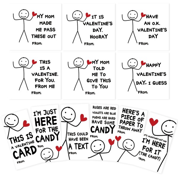 ICOOLYI ICOOLYI Funny Kids Valentines Day Cards, Humorous Stick Figure