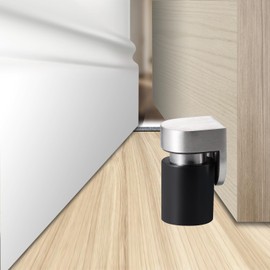 TOPTAKE Door Stoppers – Robust Magnetic Door Stopper and Holder for Enhanced Door Security, Fit for Doors Under 2.5 inches – Anti-Rust Stainless Steel Door Stops (1, Silver Black 1PCS)
