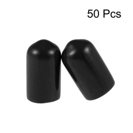 TA-VIGOR 50Pcs Rubber End Caps, 7.5mm ID Round Flexible Screw End Caps Thread Protectors, Black Vinyl Bolt Covers Rubber Covers for Screws, Tubes, Cables, Wires, etc