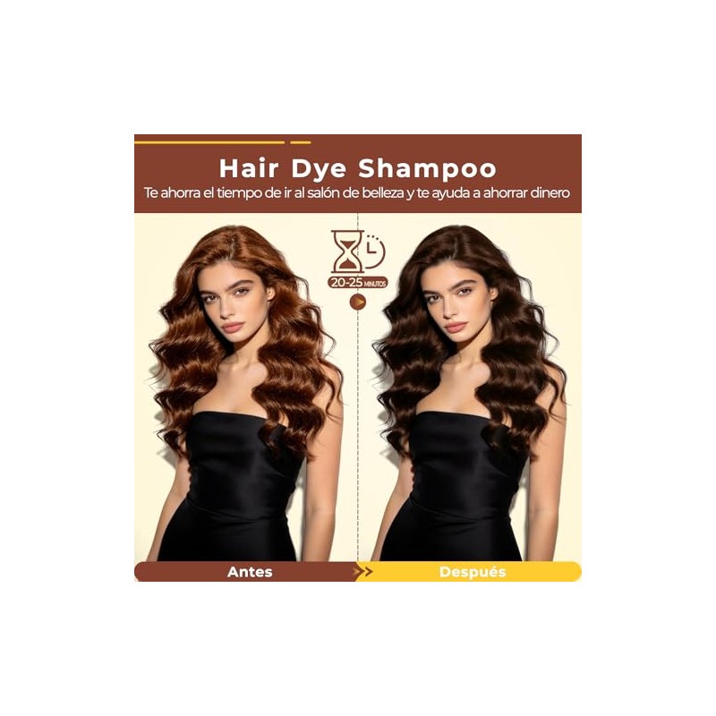 Hair Dye Shampoo Darkbrown Tinte Cubrir Canas Semi Permanent Color