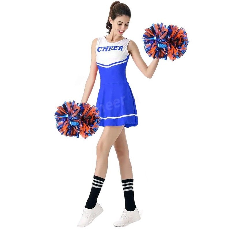 Lovecheer 2PCS Cheerleading Pom Poms Blue and Orange Cheer Pom