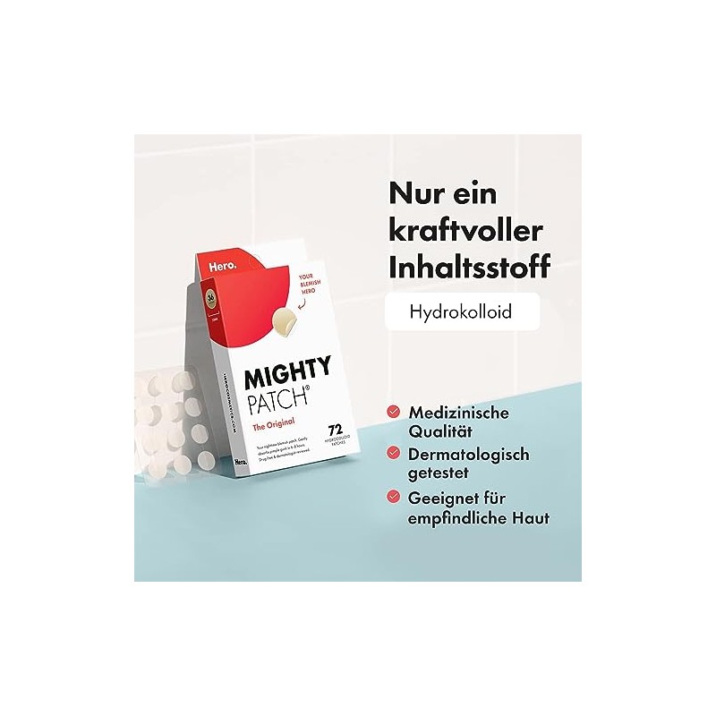 Mighty Patch Original Hero Cosmetics Pimple Patches, Small Hydrocolloid Patches,