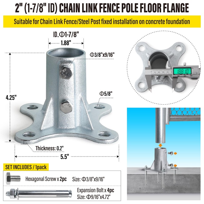 Epcee Post 2" (1 7/8" OD) Chain Link Fence Post