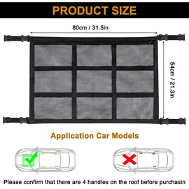 XLZJYIJ Car Luggage Net for Storage, Universal Car Roof Luggage Net Blanket, Double Layer Roof Luggage Net with Zip for SUV, Jeep, Van, Most Vehicle Types (80 x 54 cm)