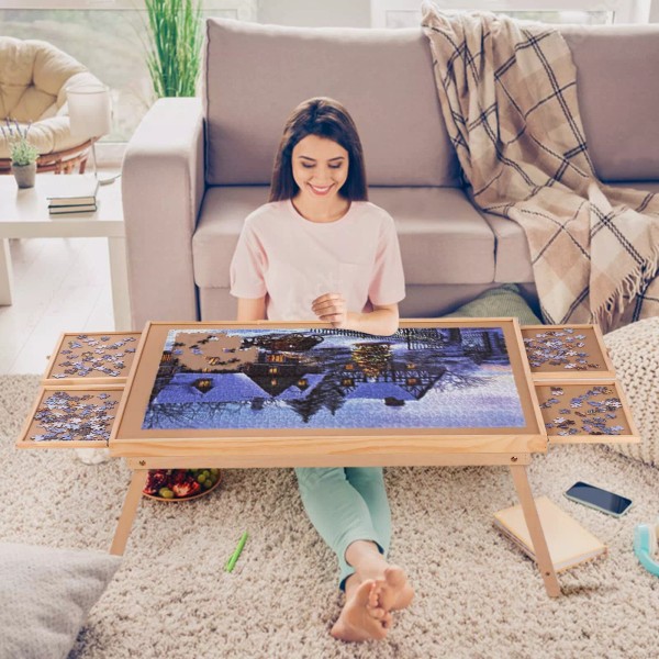 RAGOZONERY Puzzle Board 1500 Pieces34.3â€x 26.5â€ Jigsaw Puzzle Table with