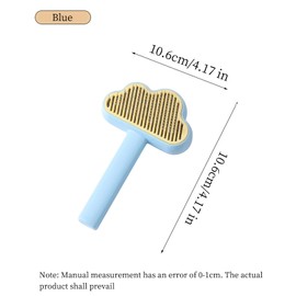 Adorable Cloud-Shaped Universal Pet Grooming Brush for Dogs and Cats - One-Click Hair Removal, Safe Rounded Pin Design - Ideal for Shedding Tool of Long and Short Haired Pets (Blue)