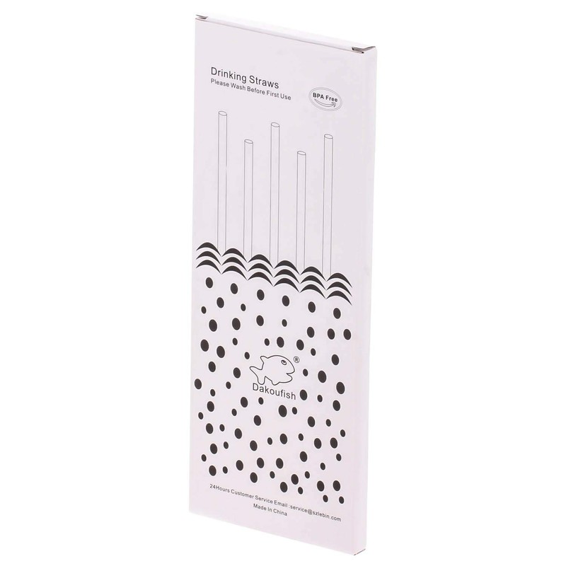 Dakoufish 12 Piece 7 Inch Reusable Plastic Thick Drinking Straws