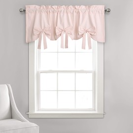 Lush Decor, Blush Melody Bow Window Curtain Valance, 18" x 52" + 2" Header