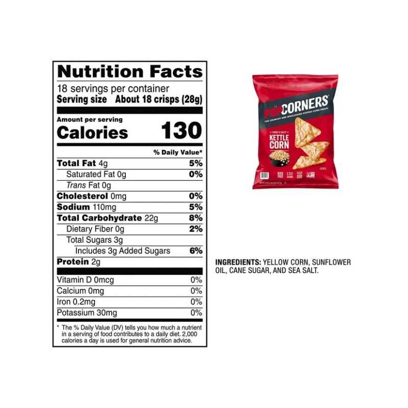 PopCorners Kettle Corn Sweet & Salty Snack 18oz Bag –