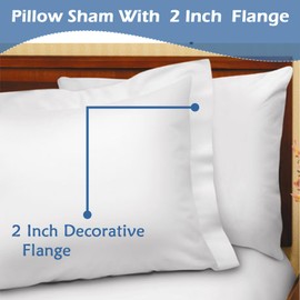 eBeddy Linens King Pillow Shams Set White Solid 100% Microfiber Envelope Closure 20x36 Inch with 2" Flange 800-TC Decorative Bed Pillow Cover Pack of 2, Soft Cozy & Breathable