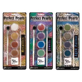 Ranger Perfect Pearls Kit 1 Metallics, Kit 2 Jewels and 3 Aged Patina, Bundle of Items (PPP-KIT 15963, 16007, 21803)