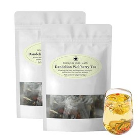 Dandelion Wolfberry Tea - Supports Kidneys & Liver Health with a Natural Blend of Seven Herbal Ingredients 120g per bag Kidney detoxification - Quantity: 2-Bags[Most choose]