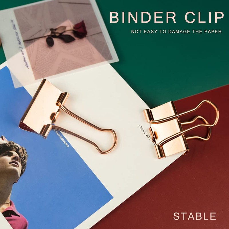 LELE LIFE Same Size Rose Gold Binder Clips, 24 Pieces,