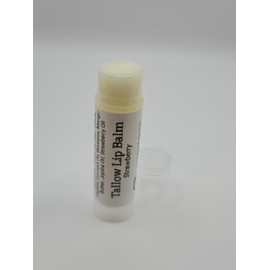 Pilgrimage Vibes Tallow Lip Balm (3 Pack) (Strawberry) Handmade Grass Fed Beef Tallow Lip Balm with Nourishing Oils