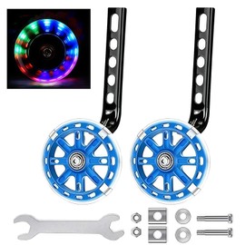 Kids Bike Stabilisers for Childs, Bicycle Training Flash Wheels for Kids Compatible with 12 14 16 18 20 Inch Kids' Variable Bicycles & Single-Speed Bikes.(Blue)