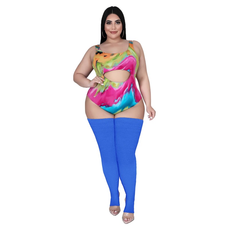 v28 Plus Size Knit Leg Warmer Women Thick Thigh High
