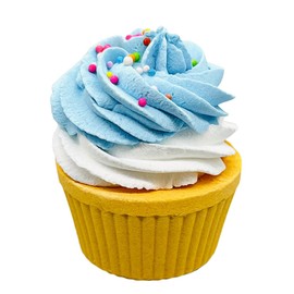 Dezicakes Cupcake Fizzy Organic Bath Bomb for Women- Blue & White Cupcake