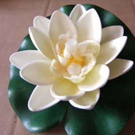 1Pc White Artificial Floating Foam Lotus Flower with Water Lilys Pad Decors,Lifelikes Fake Lotus Flowers for Patio Pond Fish Tank Aquarium Special Event Decor,Home Decor,Artificial Plants and Flowers