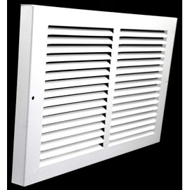 14" X 6" Baseboard Return Air Grille - HVAC Vent Duct Cover - 7/8" Margin Turnback for Flush Fit with Baseboard Work - White [Outer Dimensions: 15.75" Width X 7.75" Height]