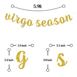 Maicaiffe Virgo Season Banner - Virgo Queen King Birthday Party Decor for Boys Girls - Virgo Zodiac Astrology Birthday Decorations Gold Glitter