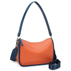 HKCLUF Crossbody Bags for Women Trendy Medium Vegan Leather Crossbody Purse Clutch Shoulder Bag with 2PCS Adjustable Strap (orange)