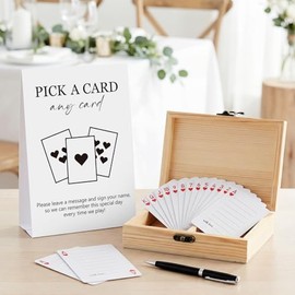 AceOrbit 57 Pack Wedding Guest Book Playing Cards Set with Storage Box Stylish Signing Book Guest Card Deck Wedding Guestbook Alternative for Young Couple Vegas Weddings Bridal Shower Game
