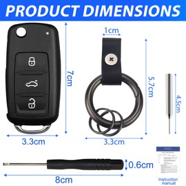 3 Button Key Shell with Key Rings Compatible with VW Golf Polo Tiguan Touran Caddy Sharan Beetle Skoda Octavia Seat Car Key Housing VW Folding Key Replacement Parts Remote Control