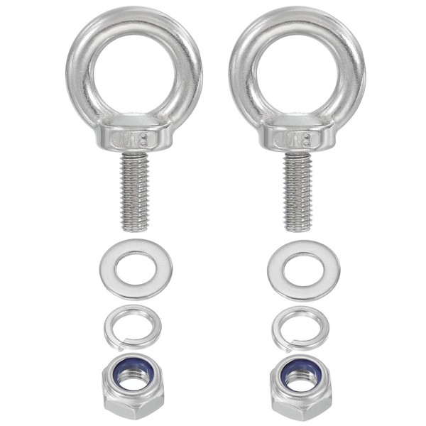 PATIKIL M8 x 20mm Eye Bolt with Nut, 2 Pack
