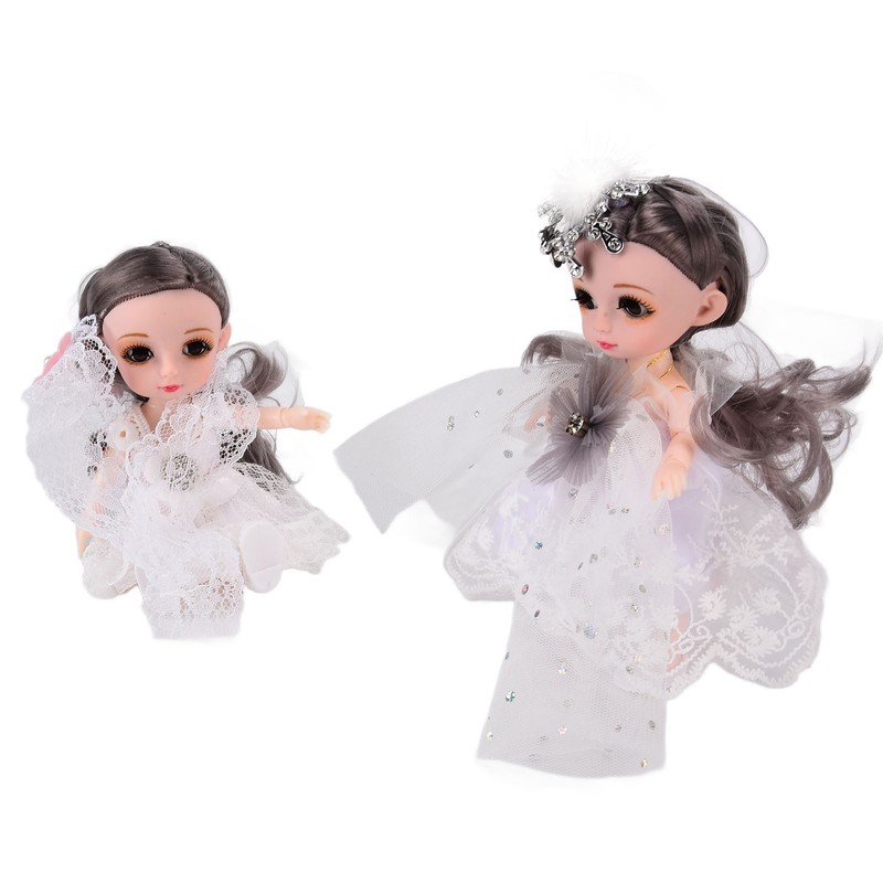 2pcs 6.7 Inch Girl Doll Joint Movable Exquisite Lovely Doll