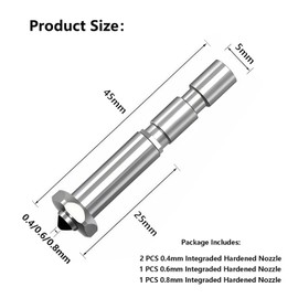 Kobra 3 Max Nozzle 0.4/0.6/0.8MM, Integrated Quick Swap Hardened Steel Nozzle High Flow High Speed Hot End Spray Nozzle for Anycubic Kobra 3 Max 3D Printer,4PCS
