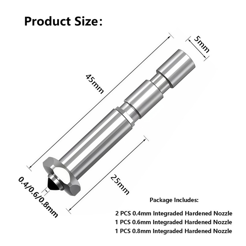 Kobra 3 Max Nozzle 0.4/0.6/0.8MM, Integrated Quick Swap Hardened Steel
