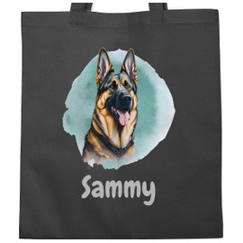 Geschenk mit Namen personalisiert by Shirtracer - Cotton Bag - Dogs - German Shepherd - Dog Owners Gift, 1 Dark Grey, Unit size