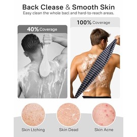 Yiclick Paquete de 2 toallas exfoliantes – Exfoliante corporal exfoliante, esponja de lavado de lufa, paño coreano, japonés y africano, exfoliante suave y áspero, para piel sensible y áspera