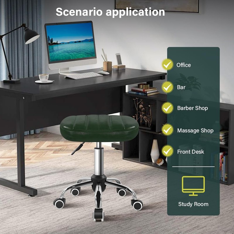 BFTOU Minimalist Square Swivel Stool with Wheel for Work SPA