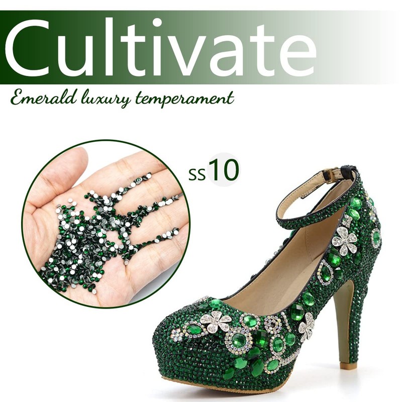 1800pcs Emerald Green Nail Rhinestones SS10 2.8mm bulk Nail Art