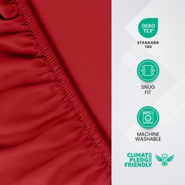 Utopia Bedding Utopia Bedding Fitted Sheet King, Red - Deep Pocket 14 inch (35 cm) - Easy Care - Soft Brushed Microfibre Fabric - Shrinkage and Fade Resistant - Bottom Sheet