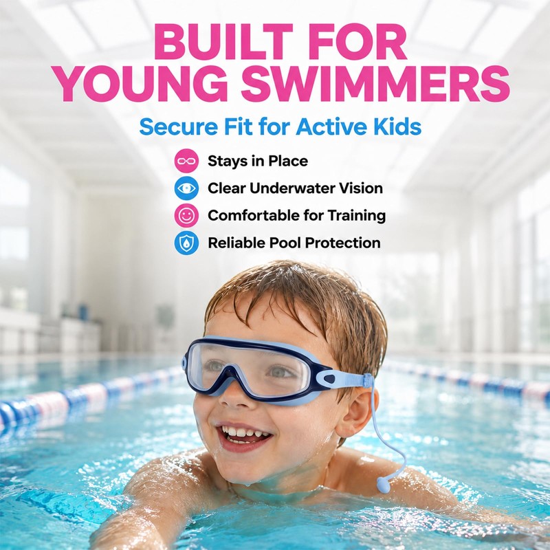 Cosblisvia 3 Pack kids swimming goggles, Wide goggles kids 6-14