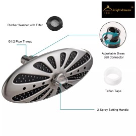 BRIGHT SHOWERS NEW Overhead Rain Showerhead and Handheld Shower Head Set-Brushed Nickel PSS2118