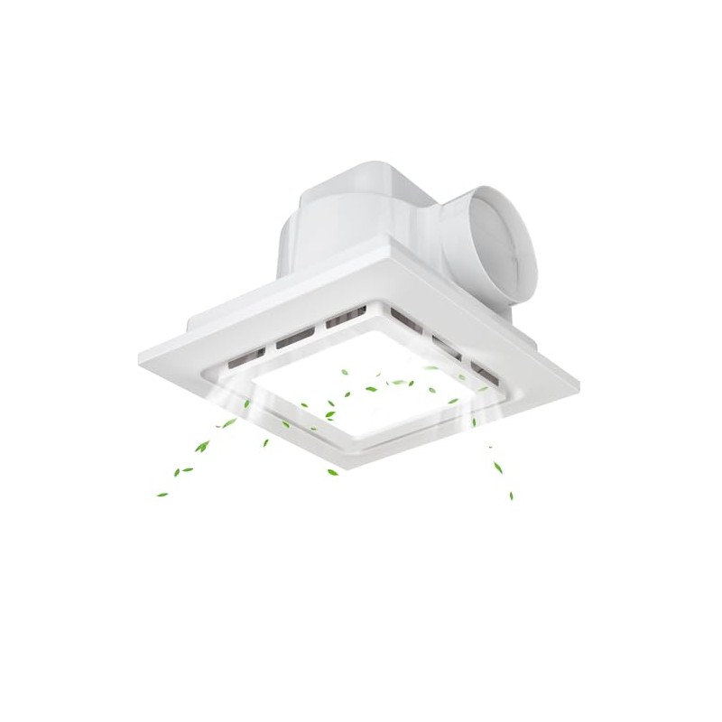 10" Ultra Quiet Bathroom Exhaust Fan with 6500K LED Light,