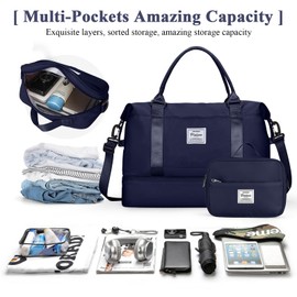 Travel Duffel Bag with Shoes Compartment, Overnight Weekender Bags for Women, Carry on Personal Item Travel Set