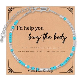 AIETUE Morse Code Bracelets For Women, Gold Silver Beaded Trendy Bracelet I'll Help You Bury the Body Bracelet Friendship Couple Bracelet Christmas Thanksgiving Birthday Jewelry Meaningful Gift,