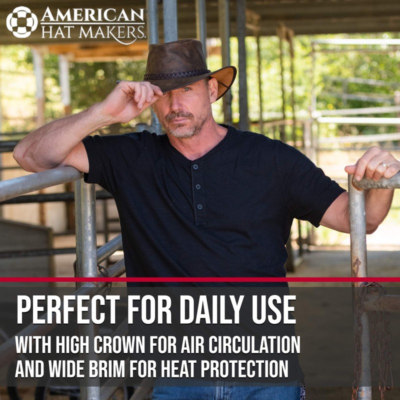 American Hat Makers Crusher Premium Leather Outback Hat– Cowboy Hats