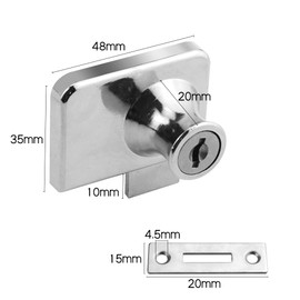 TOVOT Glass Cabinets Locks with Same Keys Double Opening Glass-Door Locks for Display Cabinet Showcase (Silver)