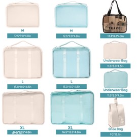 HOXFAZIR Packing Cubes for Suitcase Travel Essential Luggage Packing Organizers Travel Carry On Accessories 10 Set