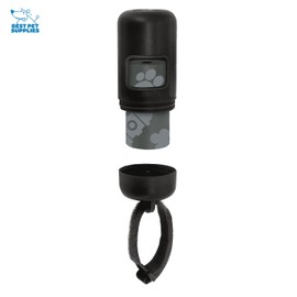 Best Pet Supplies Dog Poop Bag Holder Leash Attachment Reusable Dispenser for Travel, Walking, Park, and Outdoor Use, Durable with Clip-On - Black, Pack of 2