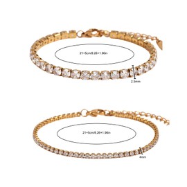 GWAWG Zirconia Anklet Tennis Bracelet Gold Anklets Women's Anklets Adjustable Trendy Cuban Link Summer Beach Foot Jewelry Beach Anklet Jewellery for Women