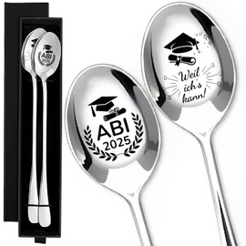 2 Stück Abitur 2025 Geschenke Edelstahl Löffel, Kaffeelöffel Mit Gravur ABI 2025/Weil ich kann!, Abi 2025 Geschenk, Abitur Geschenke, Bestandene Prüfung Geschenk, Für Junge Mädchen﻿