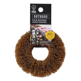 Kokubo KO-006 Outdoor Palm Scourer Donut, Brown, Palm Palm Palm Natural Materials, BBQ, Dishwashing, Griddle Net, Skillet, Iron Pot, Mestine, Cleaning, Scourer, Camp, Colander, Kitchen