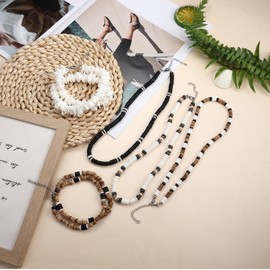 Florideco Shell Necklace Puka Shell Necklace for Men Women Seashell Choker Necklace Smooth Shell Chip Summer Necklace Men Surfer Pookah Shells Choker Necklace